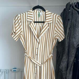 Striped, midi front tie dress